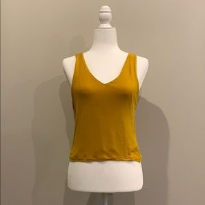 Dry Goods Lime Blue mustard cropped tank top